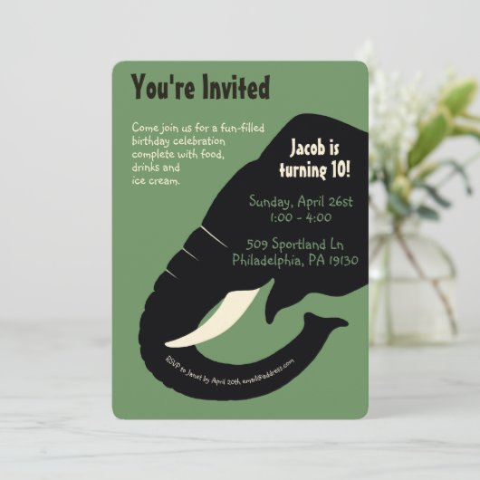 Invitation Eléphant vintage personnalisable (Debout devant)
