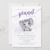 Invitation Eléphant Violet Petit Baby shower Fille Arachide (Devant)