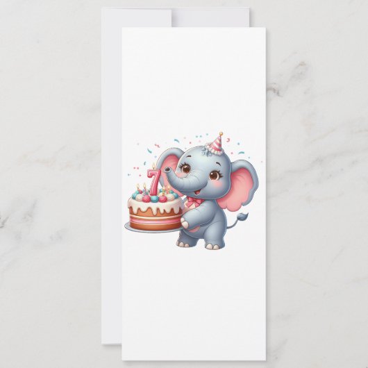 Invitation Éléphante mignonne 7e anniversaire (Devant)