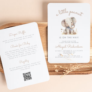 Invitation Éléphanteau Écureuil Mignon Code QR Baby Shower