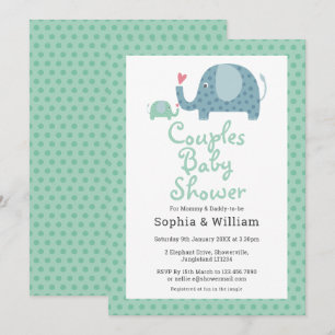 Invitation Éléphants à pois mignons pour la Baby Shower de co