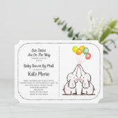 Invitation Eléphants Baby shower par courrier | Jumeaux (Debout devant)