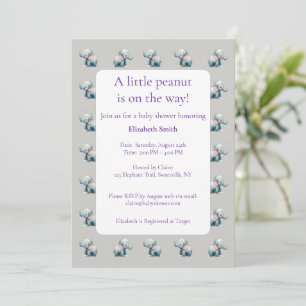Invitation Éléphants bébé mignons cadeau de naissance baby sh