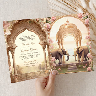 Invitation Éléphants de jardin floral Mariage indien du palai