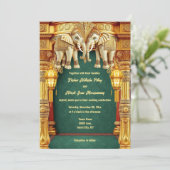 Invitation Eléphants indiens lanternes vert or luxueux (Debout devant)