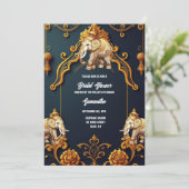 Invitation éléphants indiens marine or royal décoratif hindu (Debout devant)
