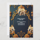 Invitation éléphants indiens marine or royal décoratif hindu (Dos)