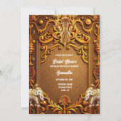 Invitation Eléphants indiens or traditionnel mariée hindoue (Devant)