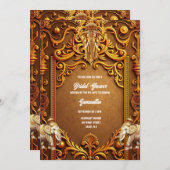 Invitation Eléphants indiens or traditionnel mariée hindoue (Devant / Derrière)