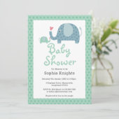 Invitation Éléphants Mignons à Points Baby Shower / Sprinkle (Debout devant)