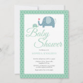 Invitation Éléphants Mignons à Points Bébé / Sprinkle (Devant)