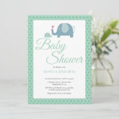 Invitation Éléphants Mignons à Points Bébé / Sprinkle (Debout devant)