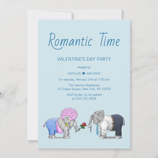 Invitation Éléphants mignons de la Saint-Valentin (Devant)