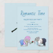 Invitation Éléphants mignons de la Saint-Valentin (Devant / Derrière)