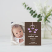 Invitation Eléphants pourpres Naissance d'une petite fille (Debout devant)
