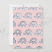 Invitation Eléphants rose Pastel Bleu Baby shower Blanc (Dos)