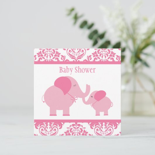 Invitation Eléphants roses (Debout devant)
