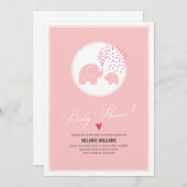 Invitation Eléphants roses élégants Baby Girl Douche Invitati (Devant / Derrière)