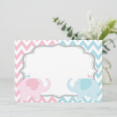 Invitation Eléphants roses et bleus Chevron Genre Reveine (Debout devant)