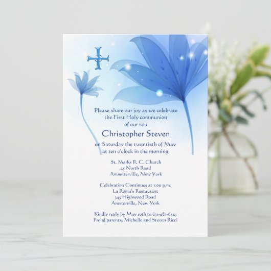 Invitation élevée bleue (Debout devant)