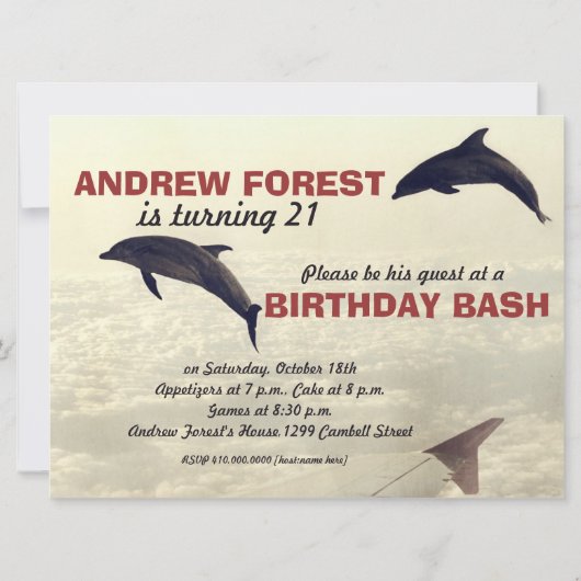 Invitation élevée d'anniversaire de partie de (Dos)