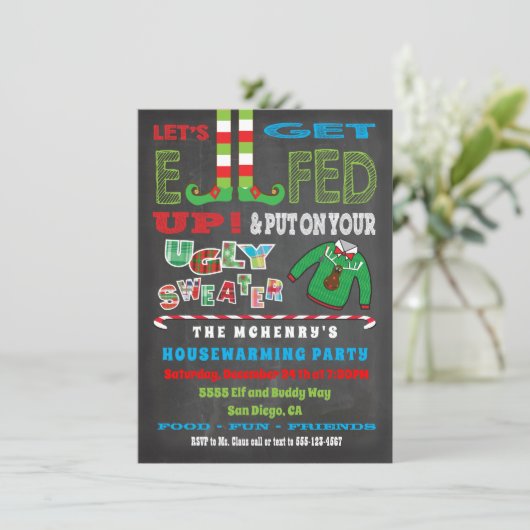 Invitation Élevons Elfed à l'invitation des elfes de Noël (Debout devant)