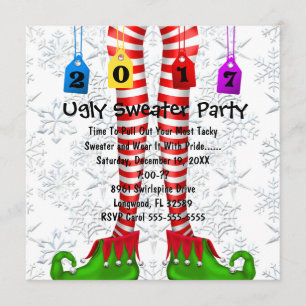 Invitation Elf 2017 mignon stockant l'invitation laid de