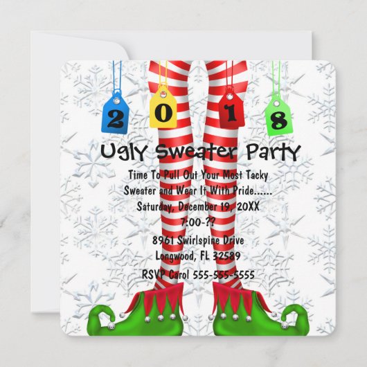 Invitation Elf 2018 mignon stockant l'invitation laid de (Devant)