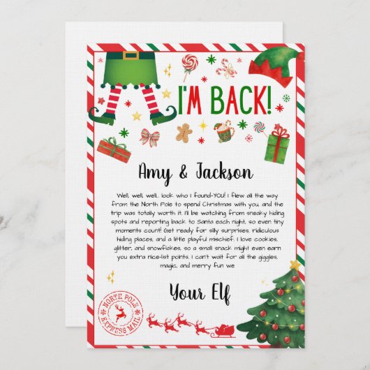 Invitation elf arrival letter - elf welcome letter (Devant / Derrière)