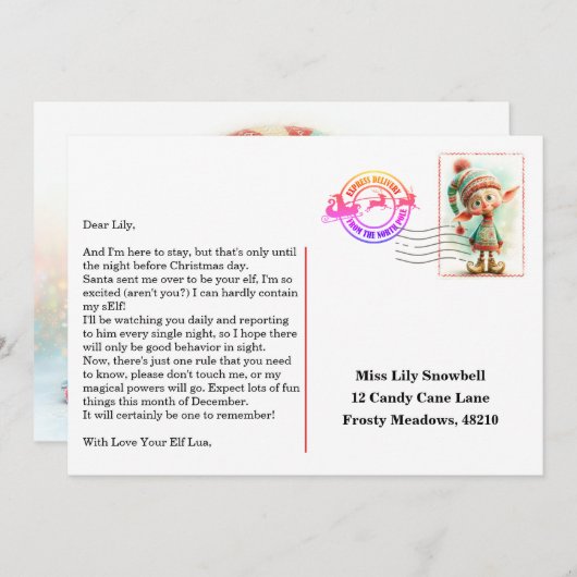 Invitation Elf Arrival Letter | North Pole Welcome Message (Devant / Derrière)
