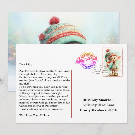 Invitation Elf Arrival Letter | North Pole Welcome Message (Devant / Derrière)