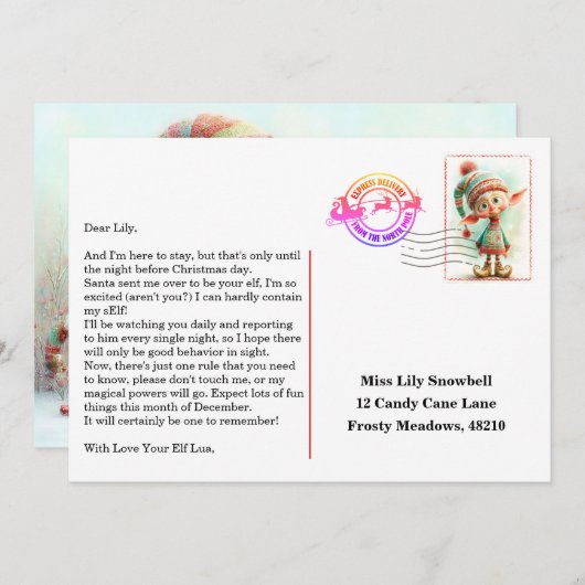 Invitation Elf Arrival Letter | North Pole Welcome Message (Devant / Derrière)