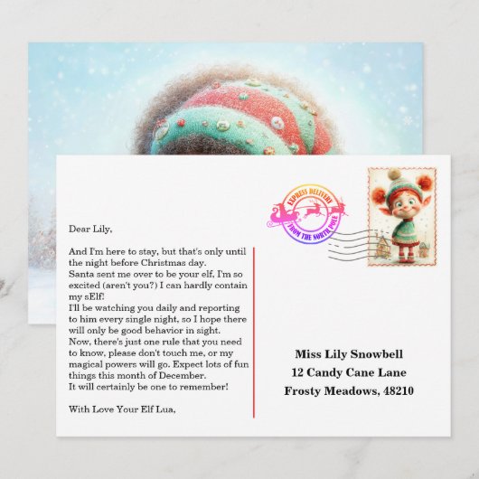 Invitation Elf Arrival Letter | North Pole Welcome Message (Devant / Derrière)