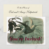 Invitation Elf Fairies Elves Lune Scène nocturne Oiseau Volan (Devant / Derrière)