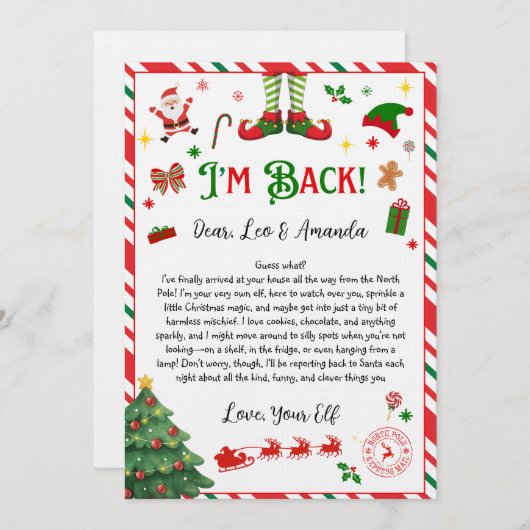 Invitation elf goodbye letter - elf return letter (Devant / Derrière)