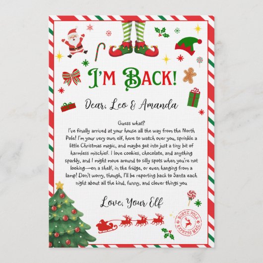 Invitation elf goodbye letter - elf return letter (Devant)