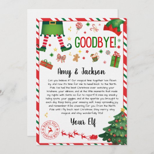 Invitation elf goodbye letter - elf return letter (Devant / Derrière)
