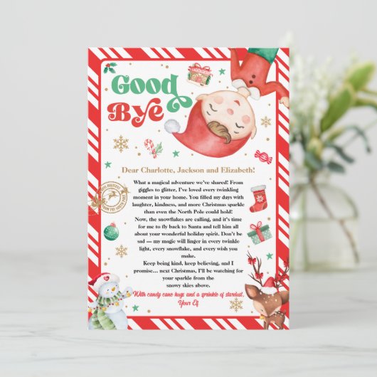 Invitation Elf Goodbye Letter Goodbye from Elf Christmas (Debout devant)