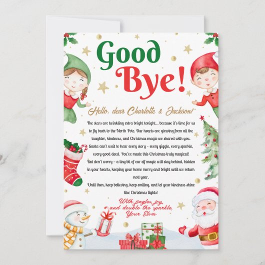 Invitation Elf Goodbye Letter Goodbye from Elf Christmas (Devant)