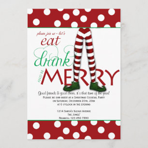 Invitation Elf Mange Boire et Sois Joyeux Noël Fête