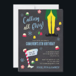 Invitation Elf Movie Kids Chalkboard hiver Anniversaire<br><div class="desc">Invitation toute votre famille et les amis à la fête d'hiver de votre enfant avec ces invitations Elf Chalkboard. Personnalisez en ajoutant tous les détails de votre fête !</div>