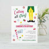 Invitation Elf Movie Kids hiver Anniversaire (Debout devant)