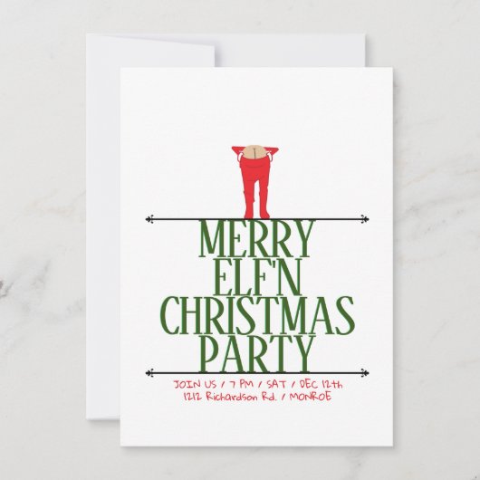 Invitation Elf Shenanigans Fête de Noël (Devant)