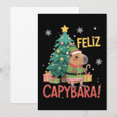 Invitation Elfe Capybara Joyeux Noël Arbre de Noël (Devant / Derrière)