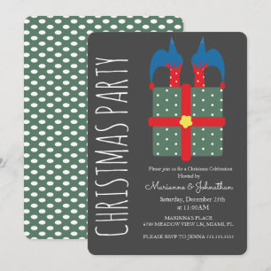 Invitation Elfe de Noël moderne dans une fête de vacances ave