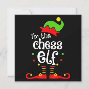 Invitation elfe d'échecs cadeau de Noël pour la famille et le