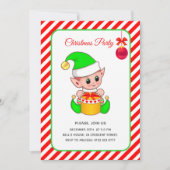 Invitation Elfe mignonne à Noël rouge et blanc (Devant)