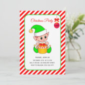 Invitation Elfe mignonne à Noël rouge et blanc (Debout devant)