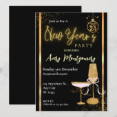 Invitation Elgante Or Moderne Nouvelle Année (Devant / Derrière)