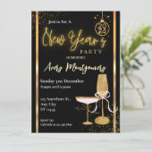 Invitation Elgante Or Moderne Nouvelle Année (Debout devant)